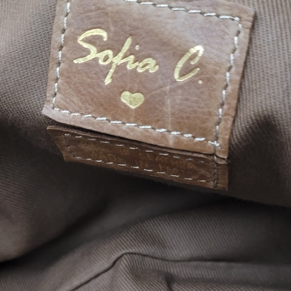 SOFIA C. Made in Italy  Leather Wool Satchel Purse Medium Size - Picture 10 of 10